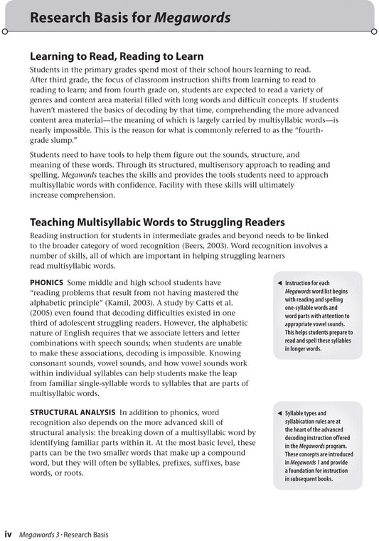 Megawords 3 Teacher's Guide 2nd Edition (Grades 4-12)