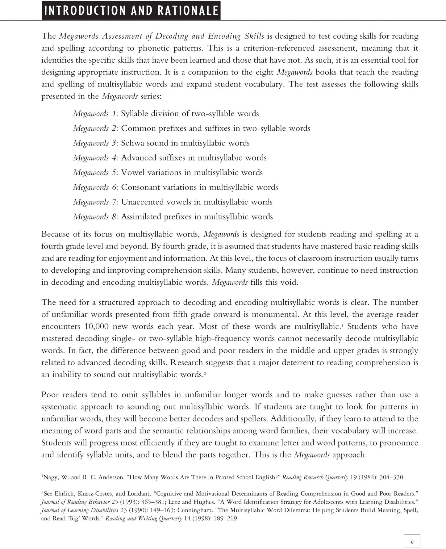 Megawords Assessment of Decoding and Encoding Skills (Grades 4-12)