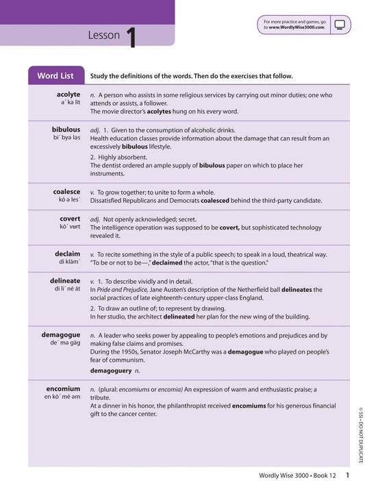 Wordly Wise 3000® 3rd Edition Student Book 12 (Grade 12)