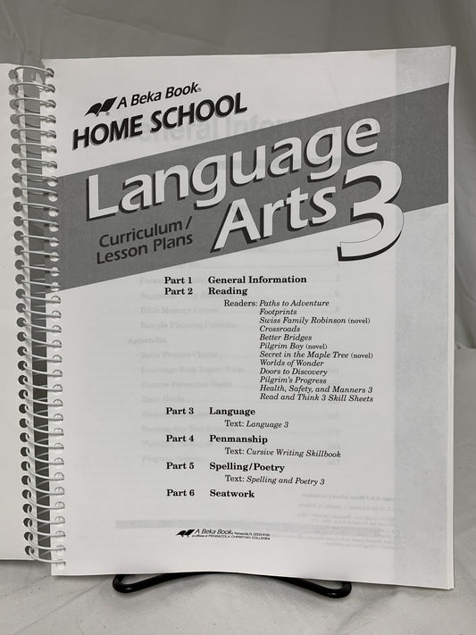 Abeka Language Arts 3 Home School Curriculum Lesson Plans
