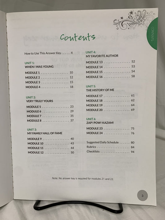 Writers in Residence Answer Key, Volume 1