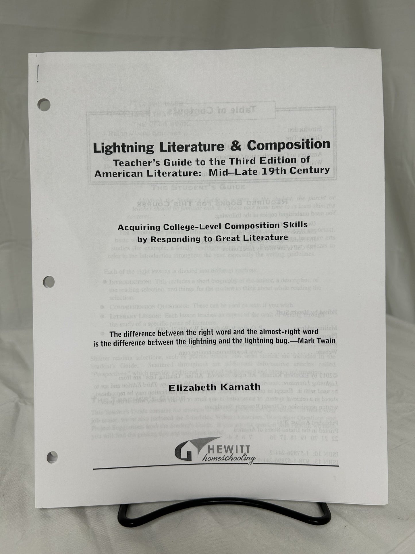 Lightning Lit & Comp: Mid-Late 19th Century American Literature (3rd Ed.) Teacher's Guide