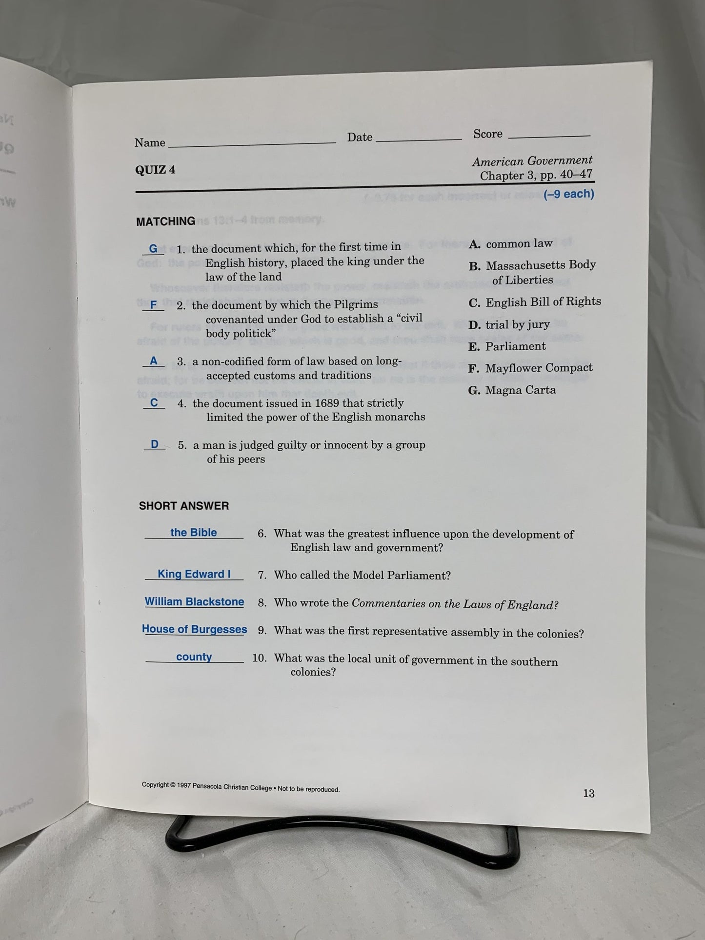 Abeka American Government (2nd Ed.) Set of 3