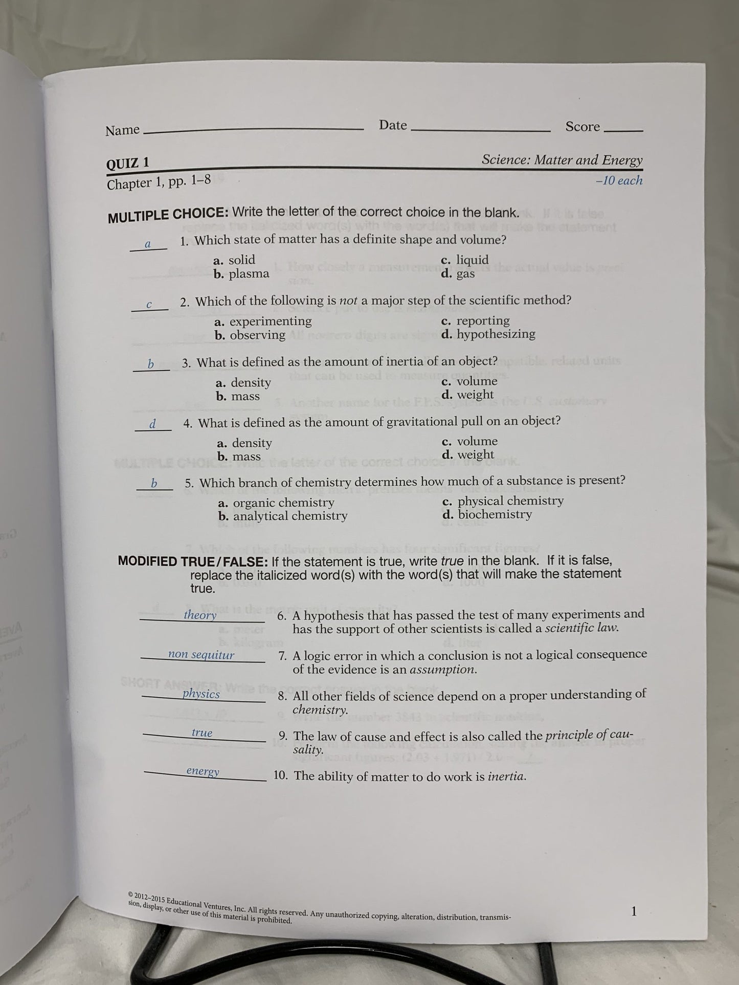 Abeka Science: Matter and Energy - Set of 6