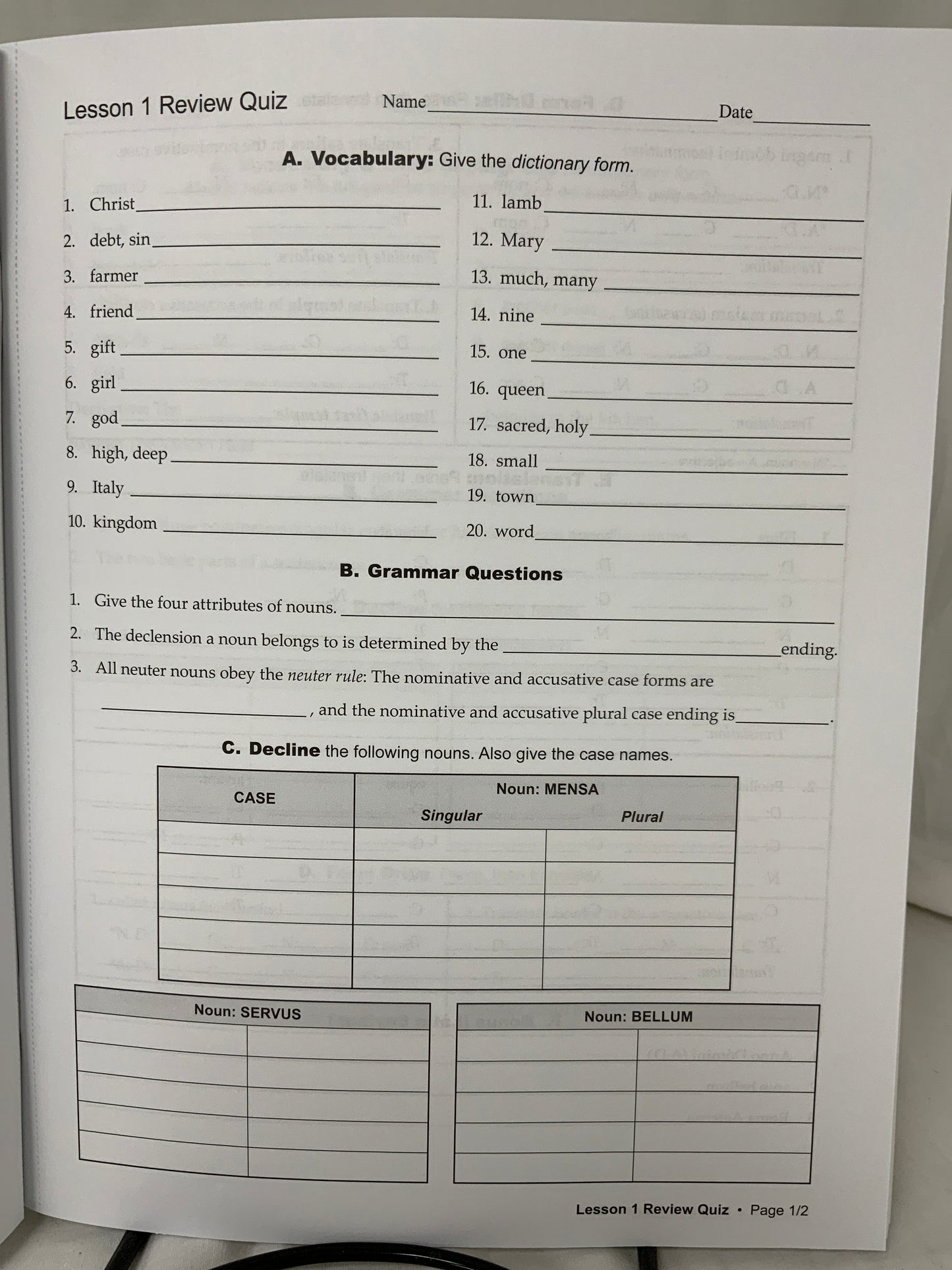 Second Form Latin (2nd Ed.) Quizzes & Tests