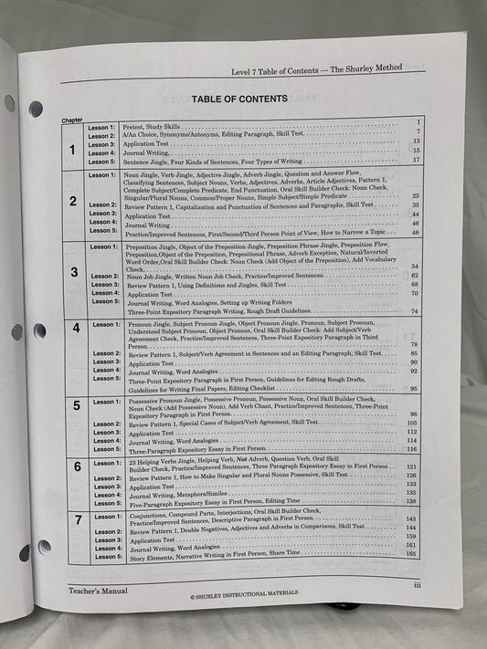 The Shurley Method: English Made Easy - Level 7 Teacher's Manual