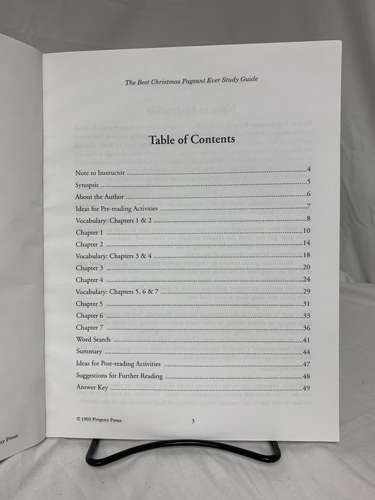The Best Christmas Pageant Ever Study Guide