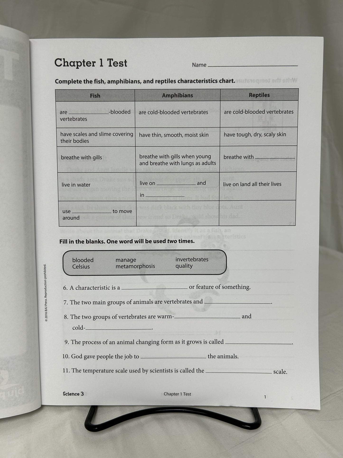 BJU Science 3 (4th Ed.) Tests