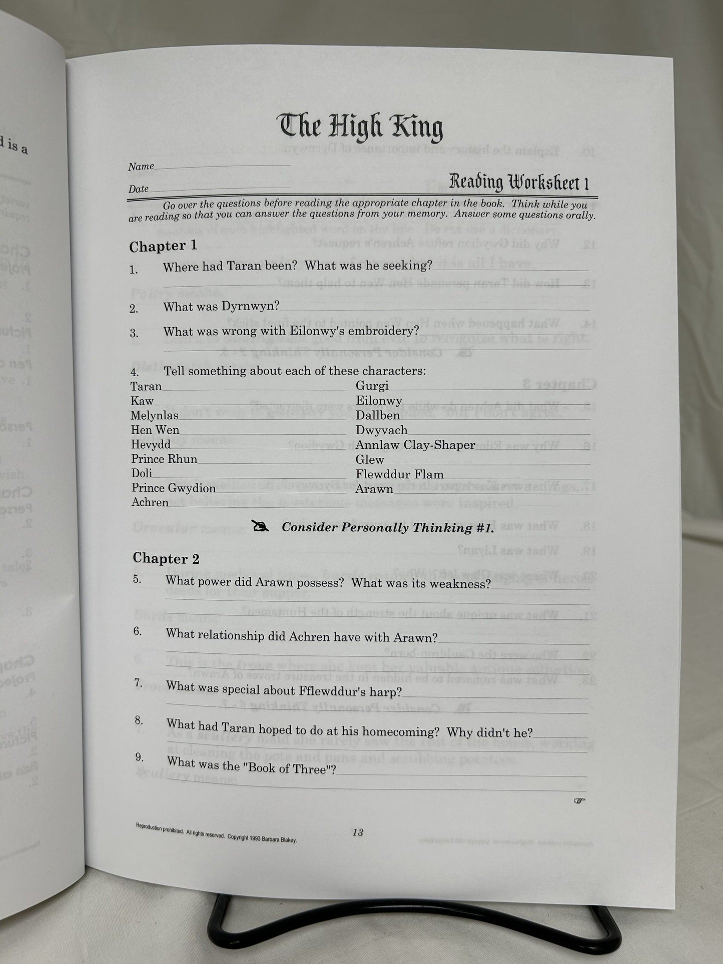The High King Student Study Guide