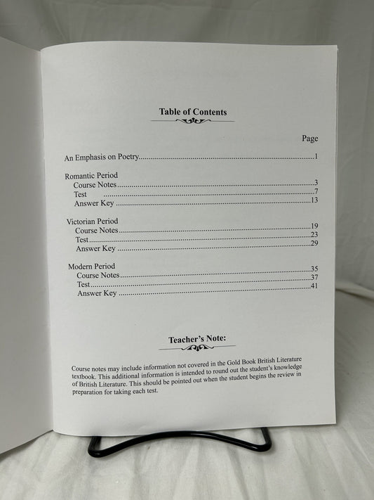 Learning Language Arts Through Literature: British Literature Notes/Tests/Answers