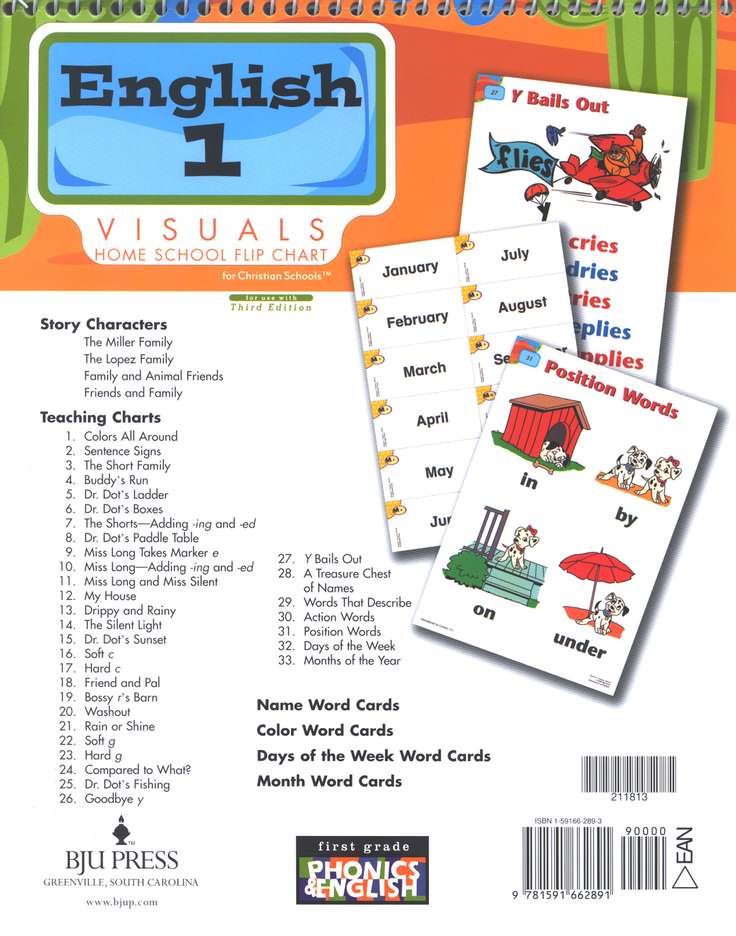 BJU English 1 (3rd Ed.) Visuals Homeschool Flip Chart