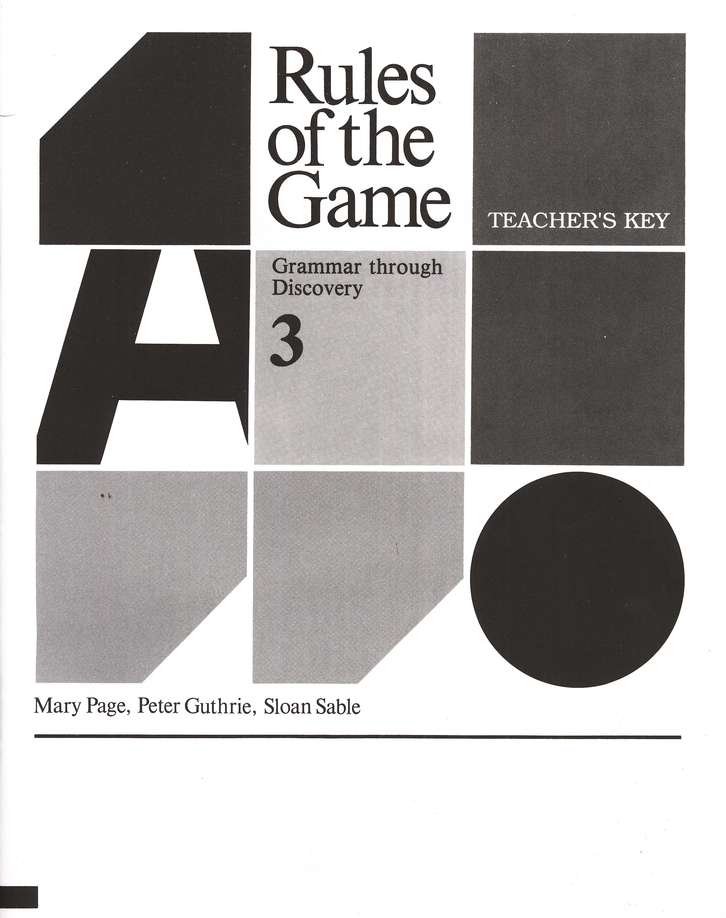 Rules of the Game 3 - Answer Key (Grades 9-10)