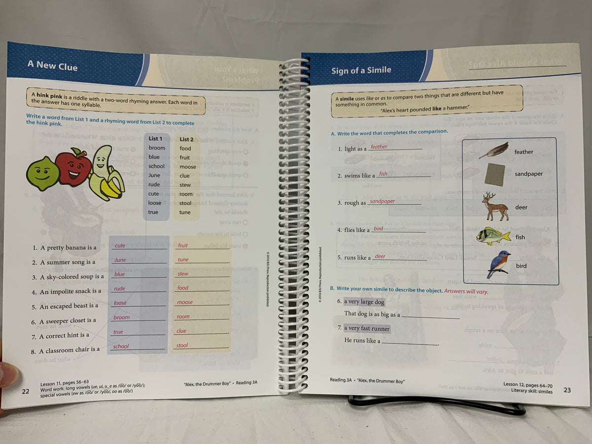 BJU Reading 3 (3rd Ed.) Worktext Answer Key