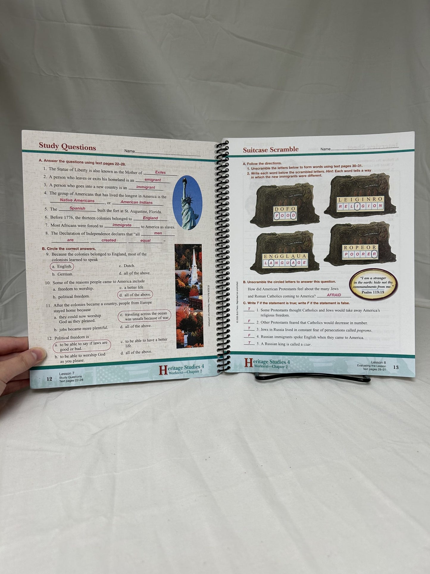 BJU Heritage Studies 4 (2nd Ed.) Worktext Answer Key
