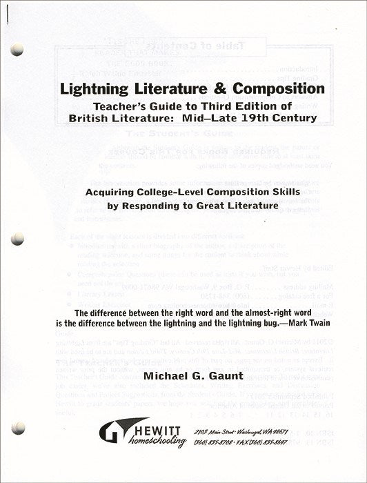 Lightning Lit — British Lit: Early-Mid 19th Century Teacher Guide