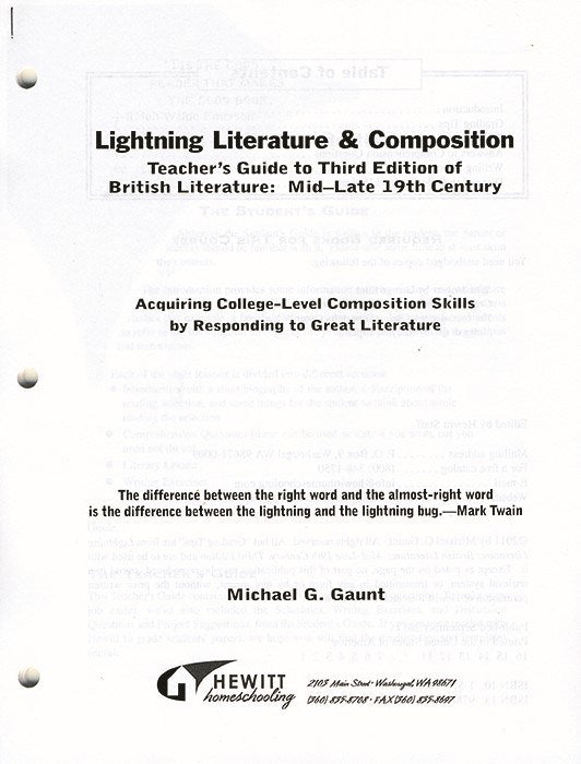 Lightning Lit — British Lit: Mid-Late 19th Century Teacher Guide