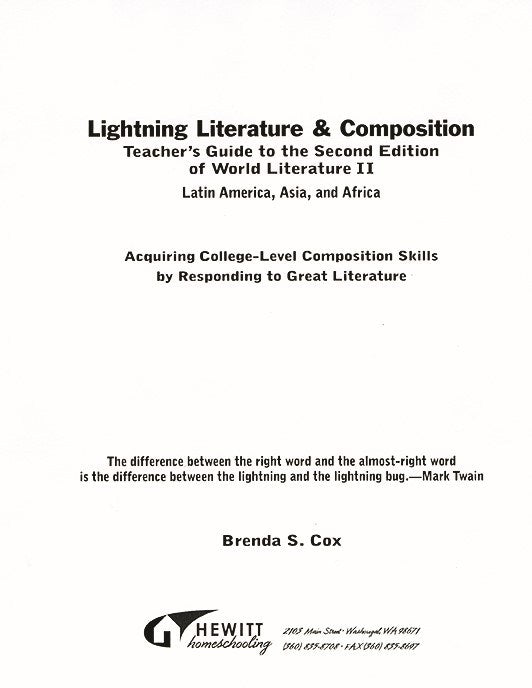 Lightning Lit — World Lit II: Latin America, Africa, & Asia Teacher Guide