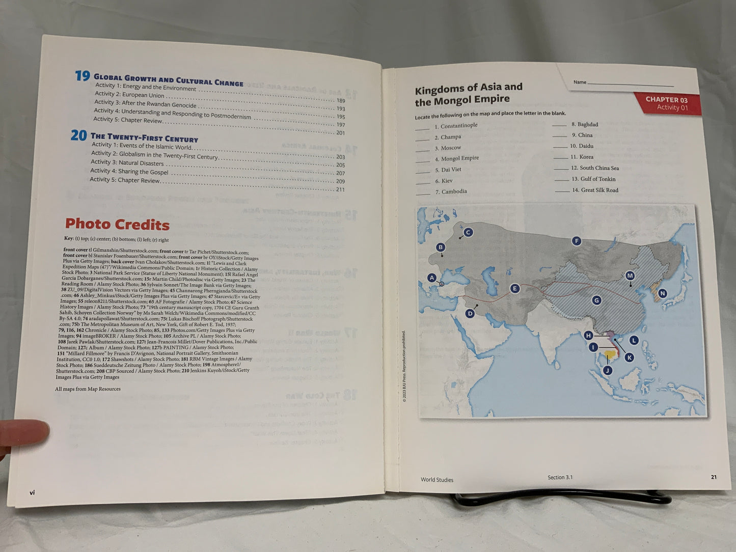 BJU World Studies (5th Ed.) Activities