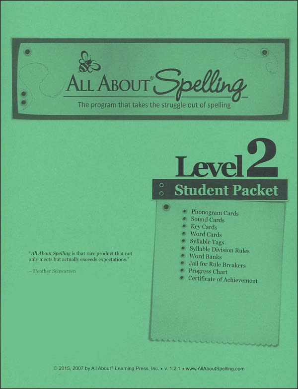 All About Spelling Level 2 Student Packet (Black & White)