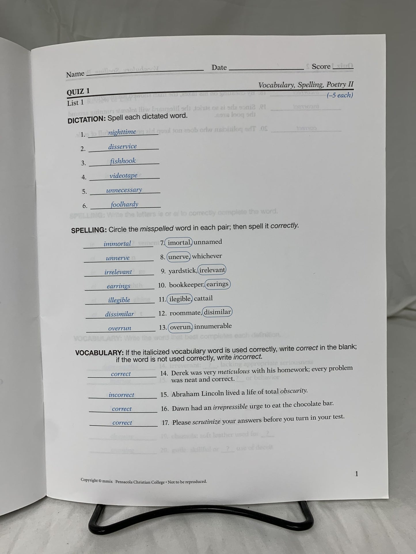 Abeka Vocabulary, Spelling, Poetry II (5th Ed.) Set of 2