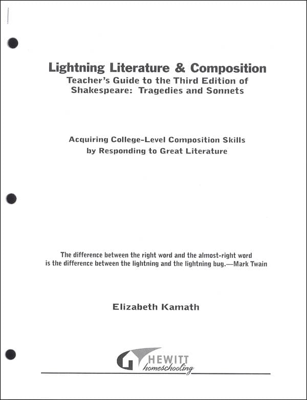 Lightning Lit – Shakespeare Tragedies & Sonnets Teacher Guide (3rd Ed.)