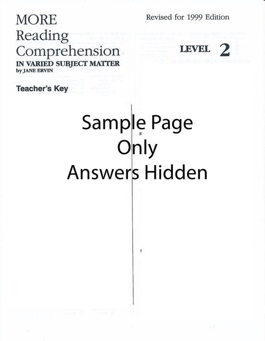 MORE Reading Comprehension 2 - Answer Key - Grade 10