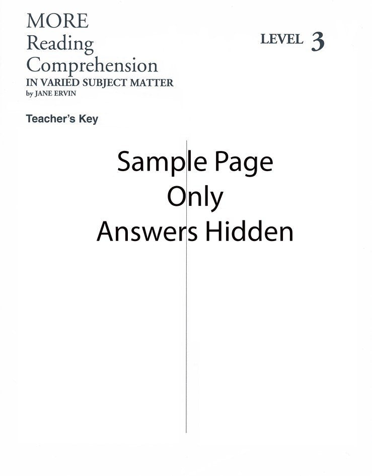 MORE Reading Comprehension 3 - Answer Key - Grade 10