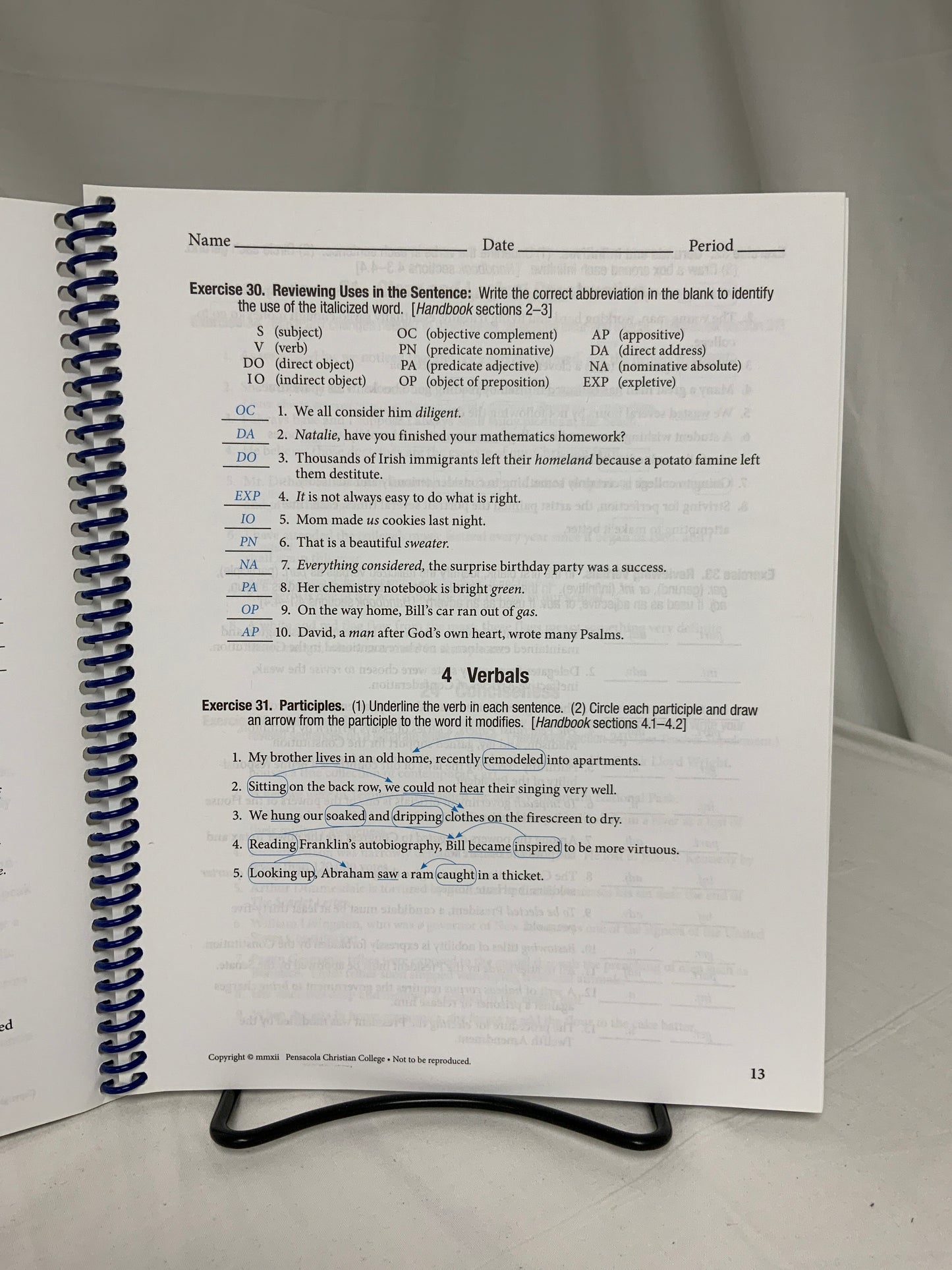 Abeka Workbook V for Handbook of Grammar & Composition (4th Ed.) Set of 4