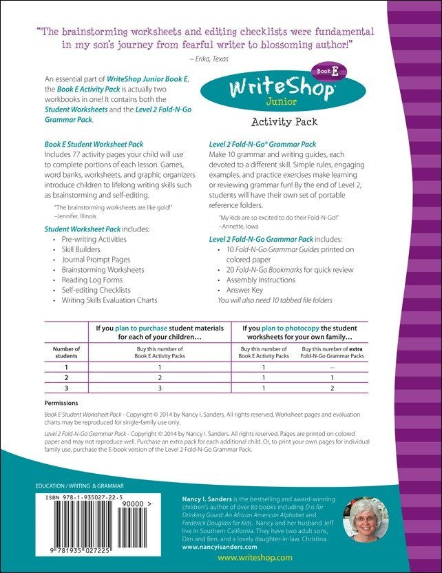 WriteShop Junior Activity Pack | Book E (w/Fold-N-Go Grammar)