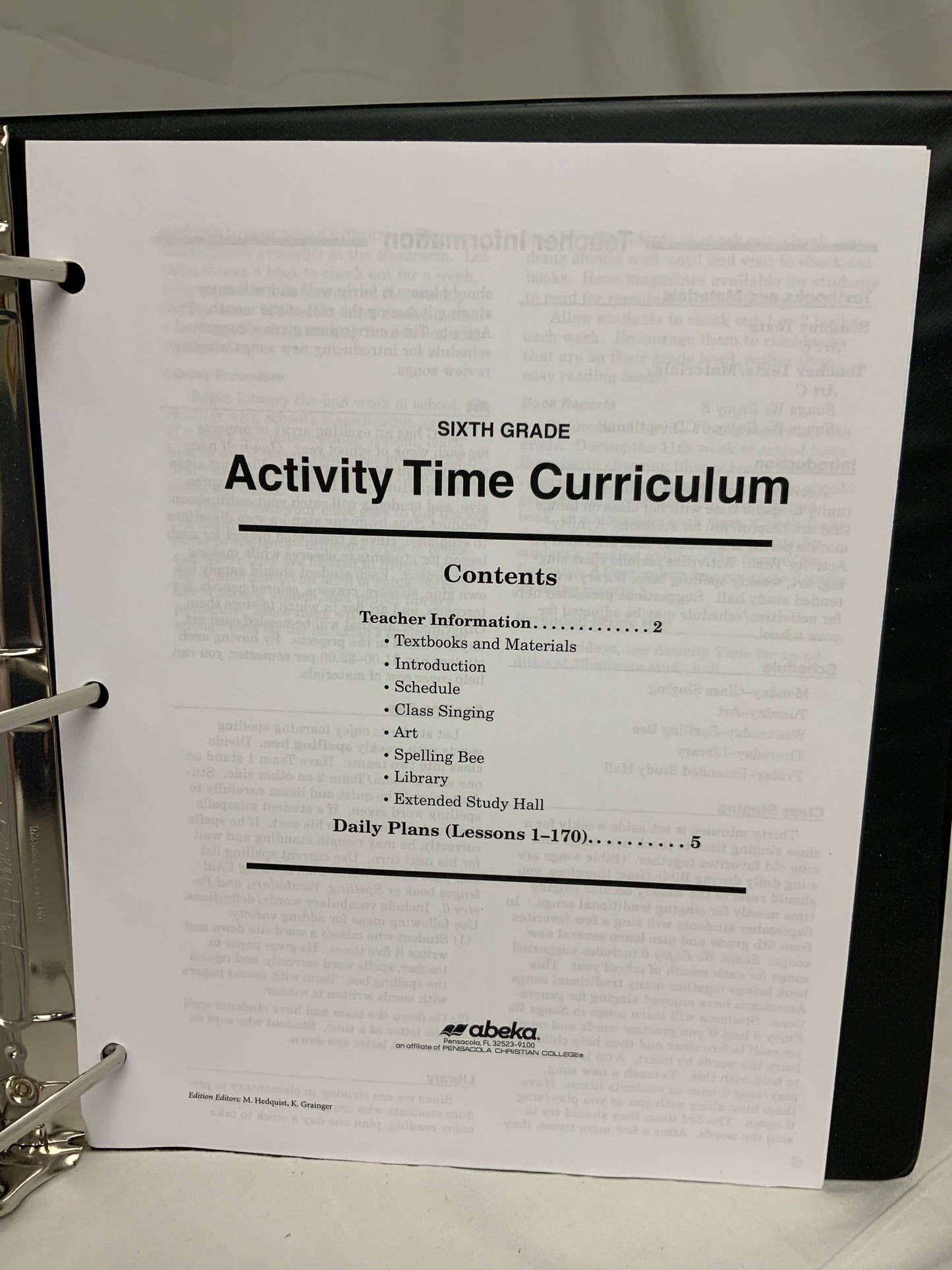 Abeka Sixth Grade Curriculum (6th Ed.) Lesson Plans