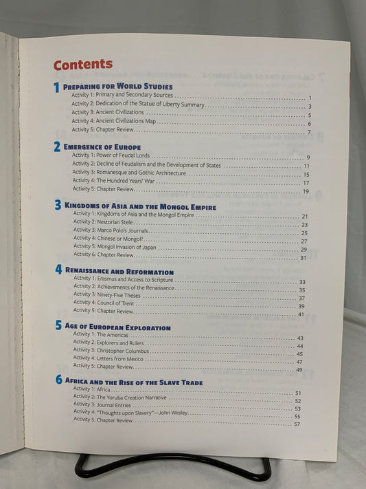 BJU World Studies (5th Ed.) Activities