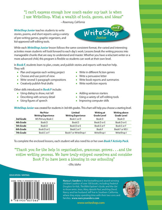 WriteShop Junior Activity Pack | Book F (w/Fold-N-Go Grammar)