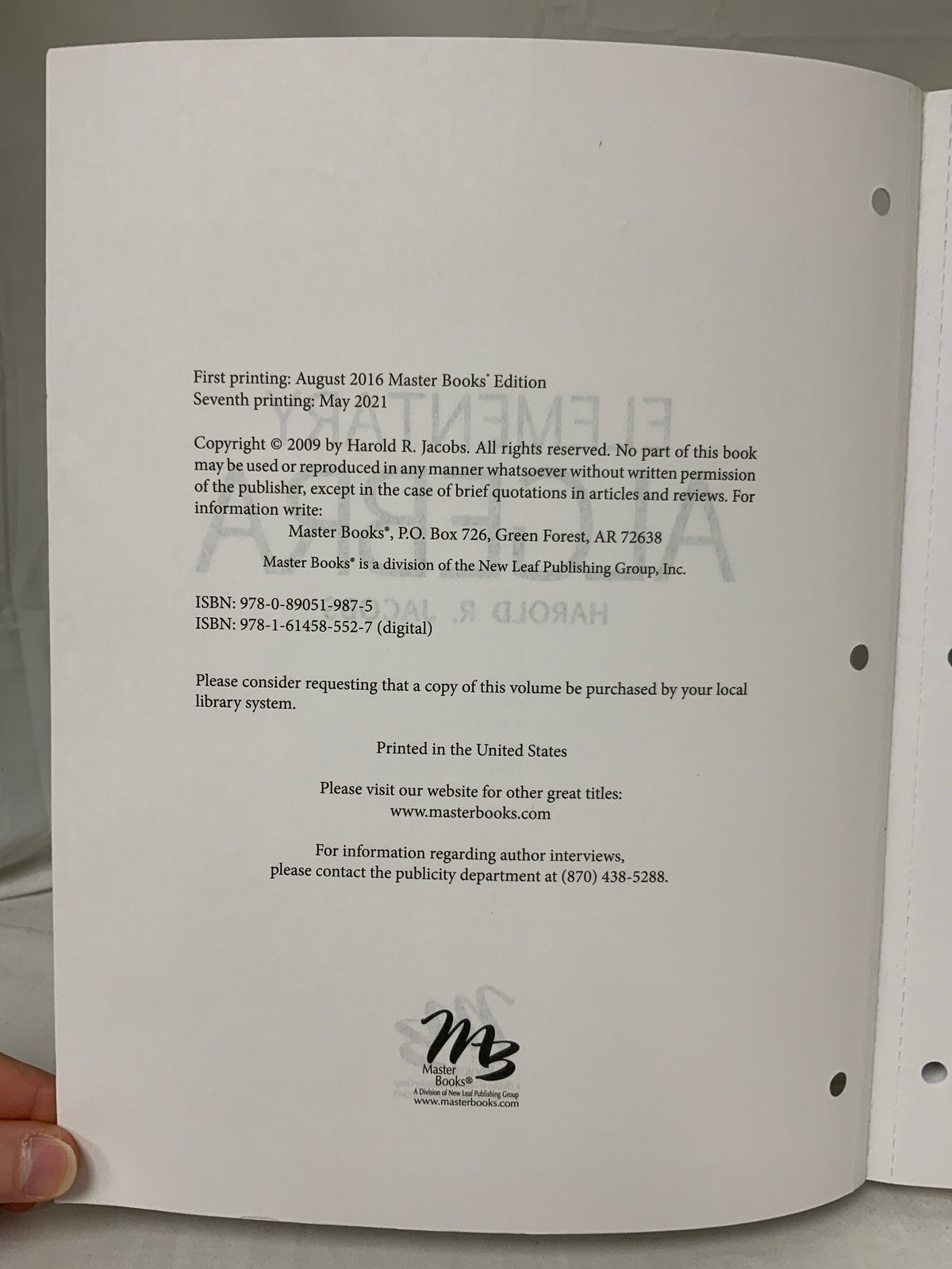 Master Books Elementary Algebra Solutions Manual