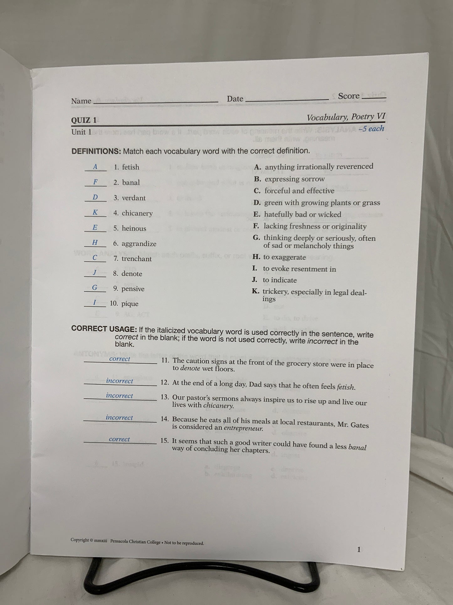 Abeka English 12 Parent Kit