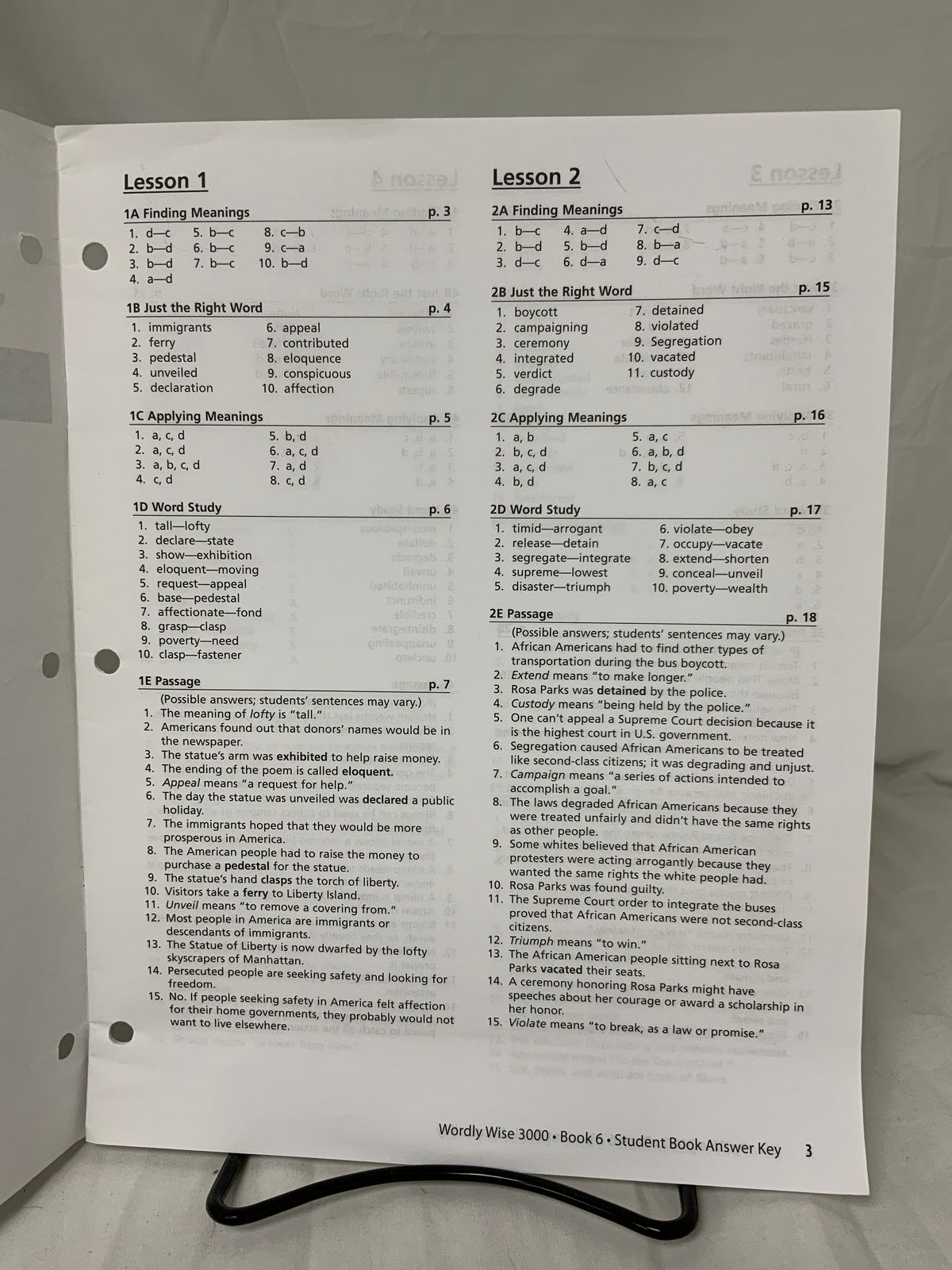 Wordly Wise 3000 Book 6 (3rd Ed.) Answer Key