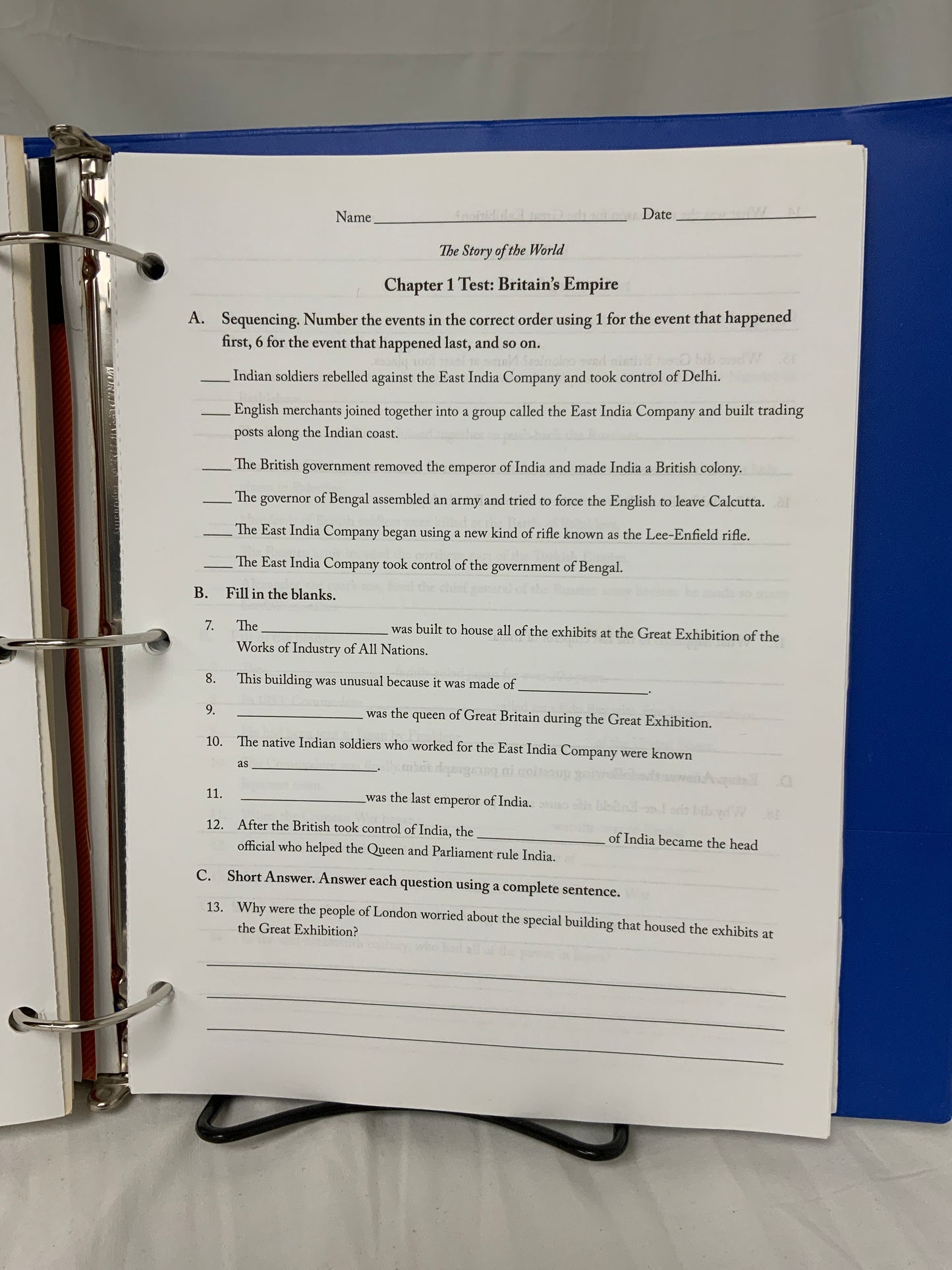 The Story of the World Tests and Answer Keys (all 4)