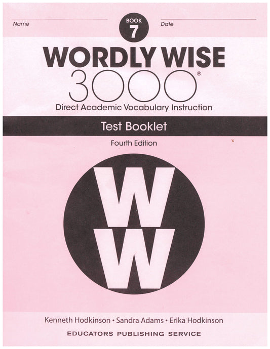 Wordly Wise 3000 Tests, 4th Edition, Grade 7