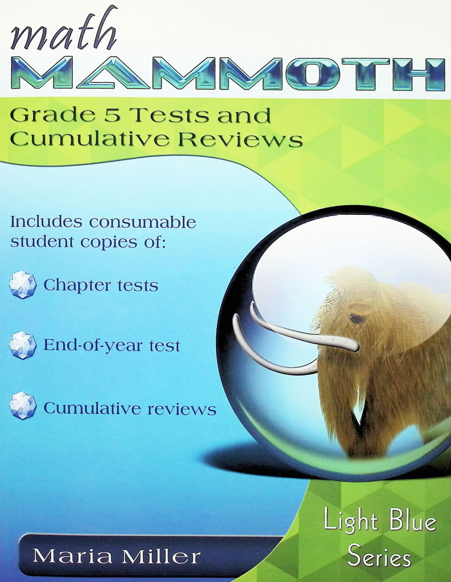 Math Mammoth Grade 5 Test/Review Light Blue Series (Color Version, 2023 Edition)