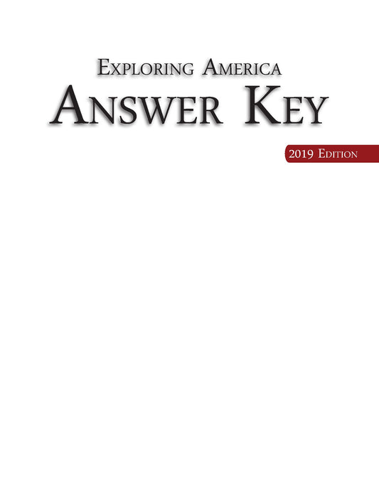 Exploring America Guide for Parents and Answer Key (2019)