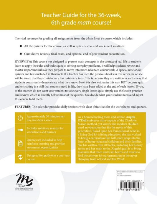 Math Lessons for a Living Education: Level 6 (Teacher Guide)