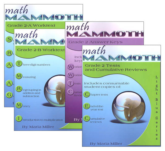 Math Mammoth Grade 2 Package Light Blue Series (Color Version)