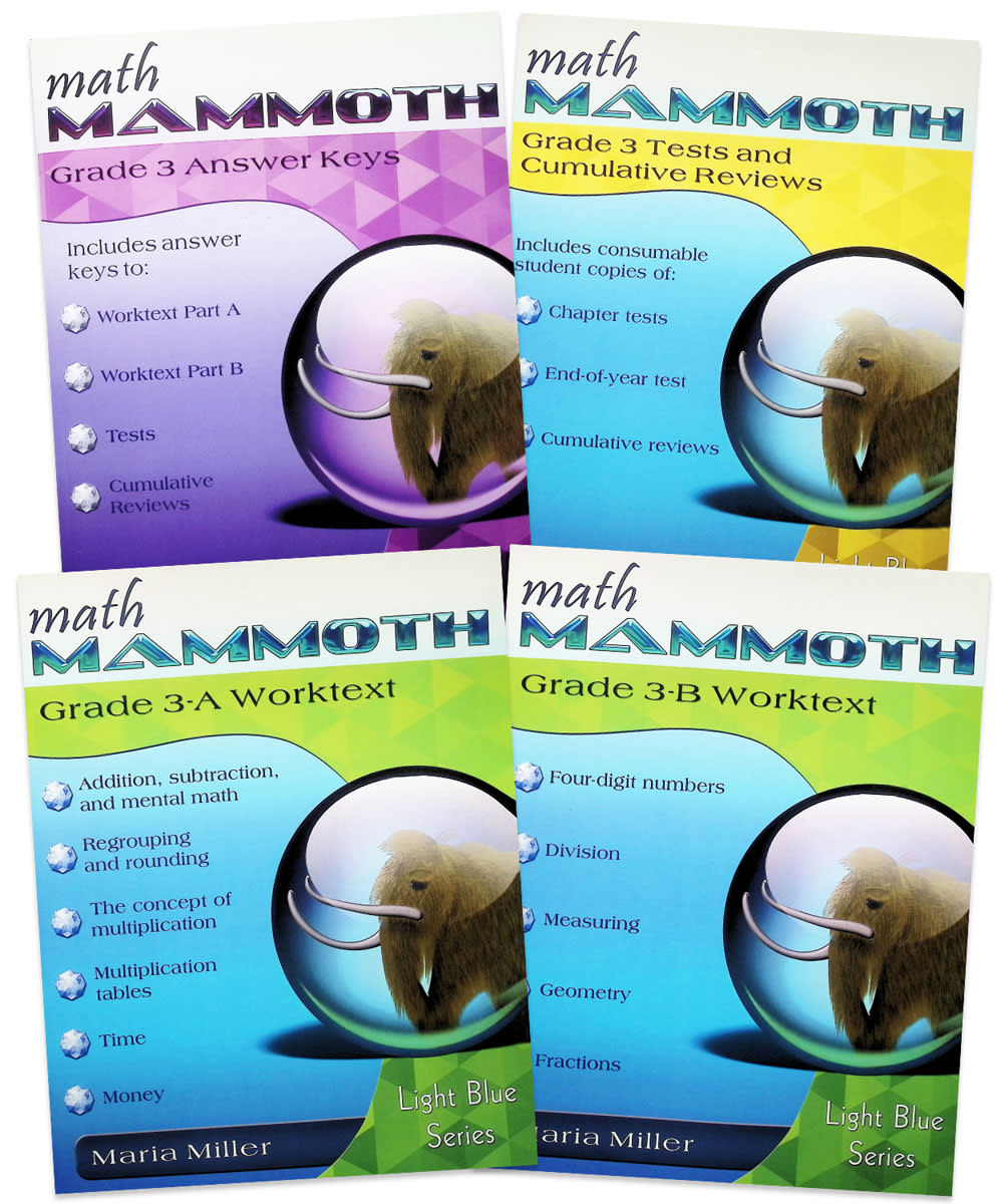 Math Mammoth Grade 3 Package Light Blue Series (Color Version, 2024 Edition)