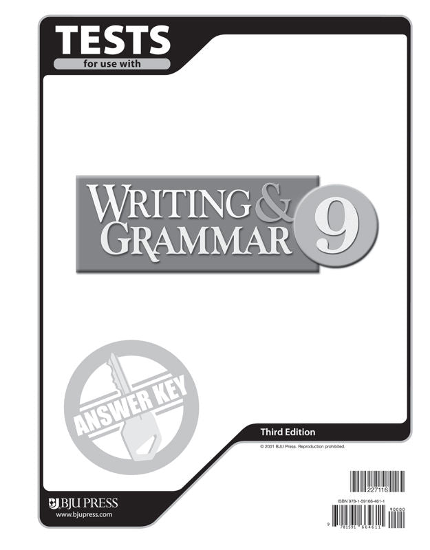 Writing & Grammar 9 Tests Answer Key, 3rd ed.