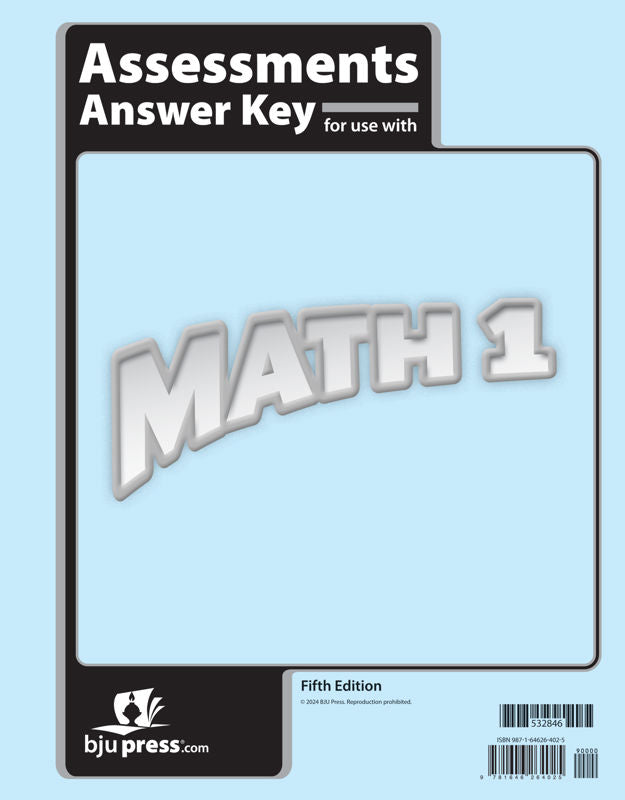 Math 1 Assessments Answer Key, 5th ed.