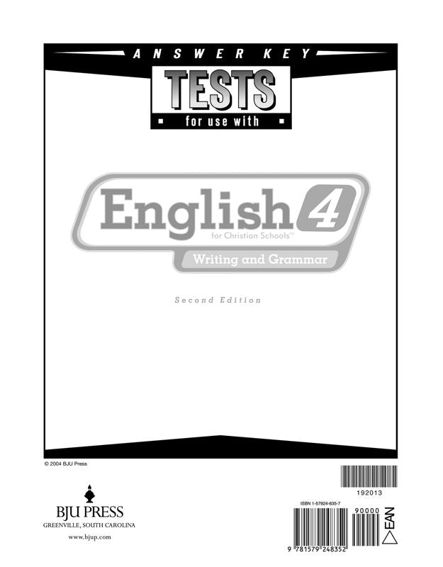 English 4 Tests Answer Key (2nd ed.)