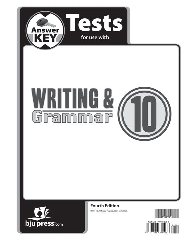 Writing & Grammar 10 Tests Answer Key, 4th ed.