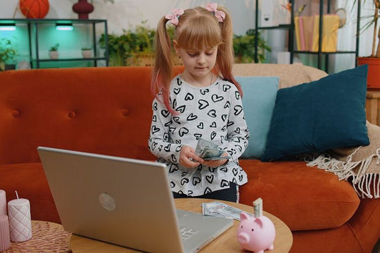 Young kid counting money homeschool learning personal finance money management skills