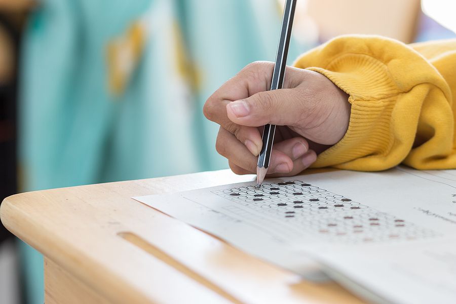 Homeschooler taking a standardized test