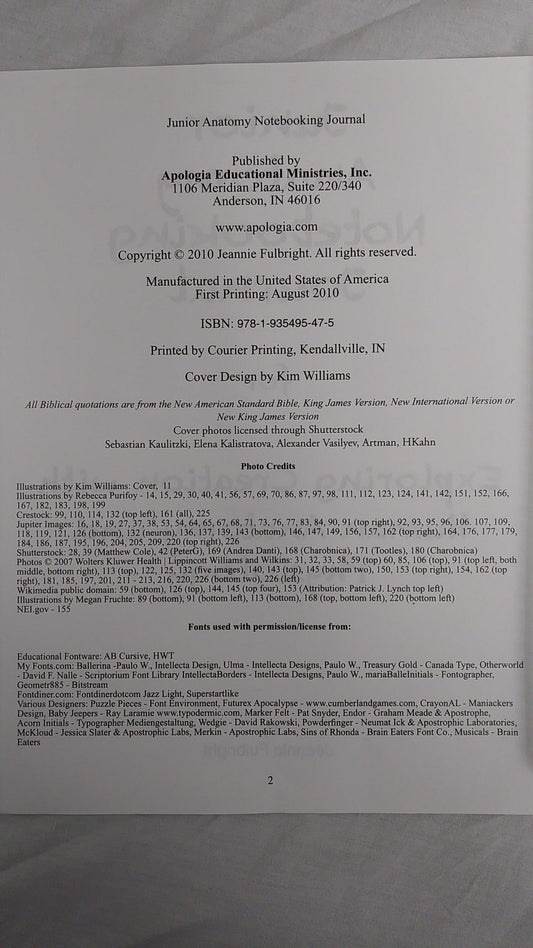 Junior Anatomy Notebooking Journal