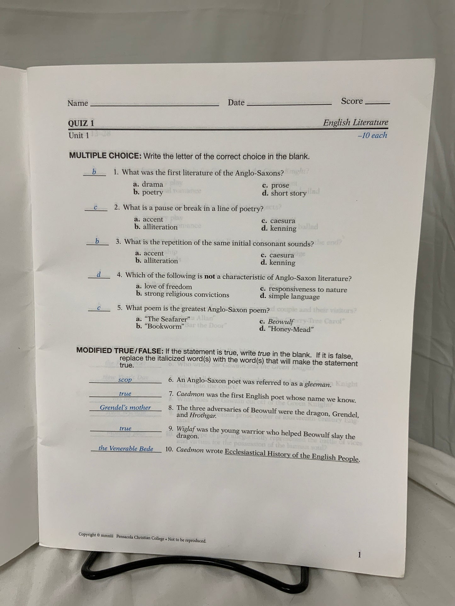 Abeka English 12 Parent Kit